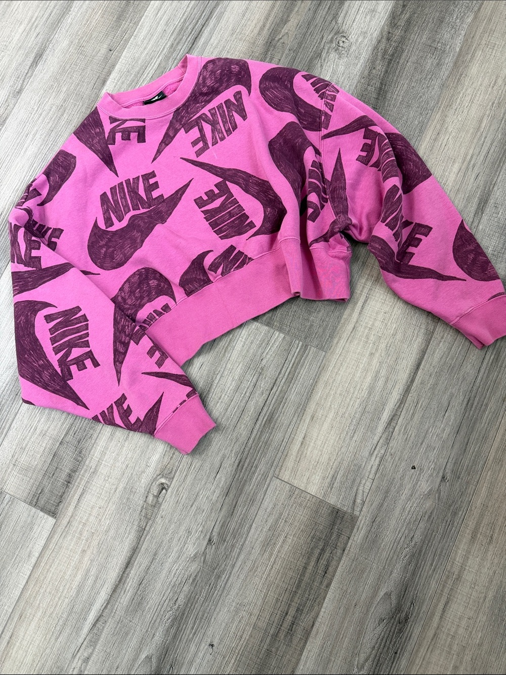 Nike Hot Pink with Purple Logo Cropped Sweatshirt